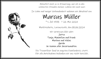 Traueranzeige von Markus Müller von Frankenpost