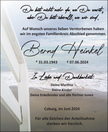 Traueranzeige von Bernd Heinkel von Neue Presse Coburg