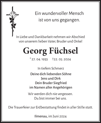 Traueranzeige von Georg Füchsel von Südthüringer Presse