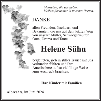 Traueranzeige von Helene Sühn von Südthüringer Presse