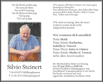 Traueranzeige von Silvio Steinert von Neue Presse Coburg