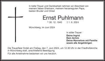 Traueranzeige von Ernst Puhlmann von Frankenpost