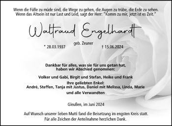 Traueranzeige von Waltraud Engelhardt von Neue Presse Coburg