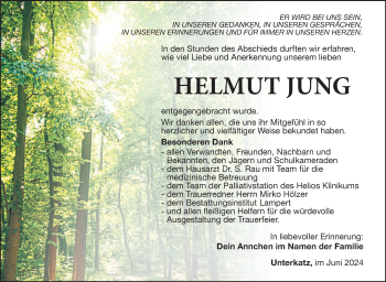 Traueranzeige von Helmut Jung von Südthüringer Presse