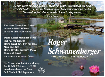Traueranzeige von Roger Schwanenberger von Südthüringer Presse