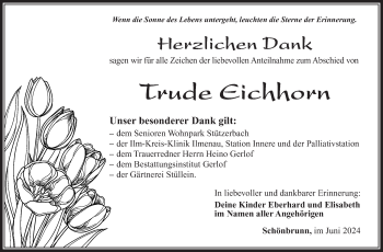 Traueranzeige von Trude Eichhorn von Südthüringer Presse