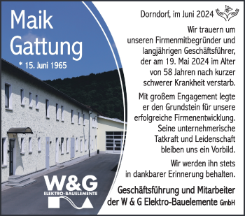 Traueranzeige von Maik Gattung von Südthüringer Presse