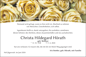 Traueranzeige von Christa Hörath von Frankenpost