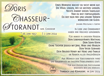 Traueranzeige von Doris Chasseur-Storandt von Südthüringer Presse