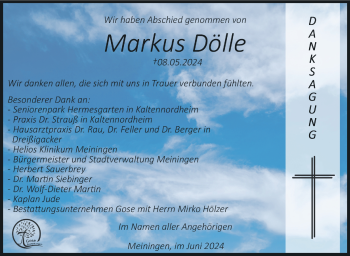 Traueranzeige von Markus Dölle von Südthüringer Presse