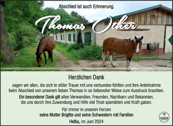 Traueranzeige von Thomas Other von Südthüringer Presse