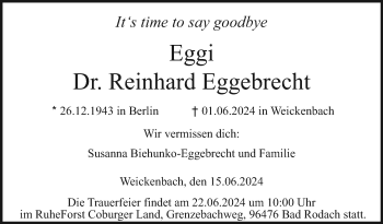 Traueranzeige von Reinhard Eggebrecht von Neue Presse Coburg