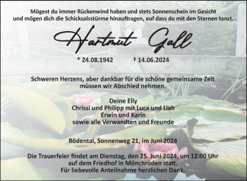 Traueranzeige von Hartmut Gall von Neue Presse Coburg