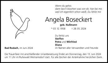 Traueranzeige von Angela Boseckert von Neue Presse Coburg