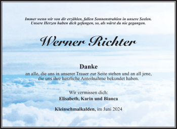 Traueranzeige von Werner Richter von Südthüringer Presse