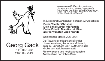 Traueranzeige von Georg Gack von Neue Presse Coburg