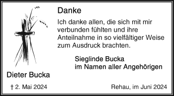 Traueranzeige von Dieter Bucka von Frankenpost