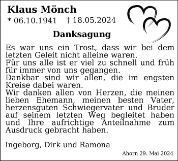 Traueranzeige von Klaus Mönch von Neue Presse Coburg