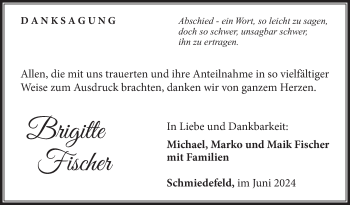 Traueranzeige von Brigitte Fischer von Südthüringer Presse