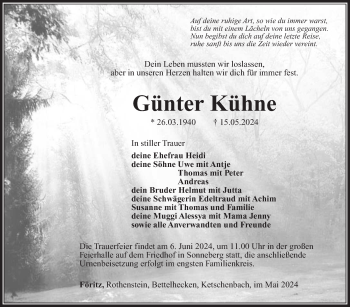 Traueranzeige von Günter Kühne von Südthüringer Presse