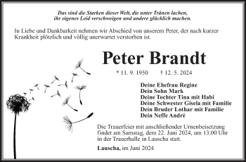 Traueranzeige von Peter Brandt von Südthüringer Presse