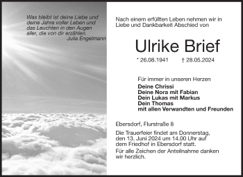 Traueranzeige von Ulrike Brief von Neue Presse Coburg