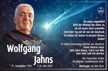 Traueranzeige von Wolfgang Jahns von Südthüringer Presse