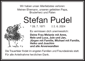 Traueranzeige von Stefan Pudel von Frankenpost