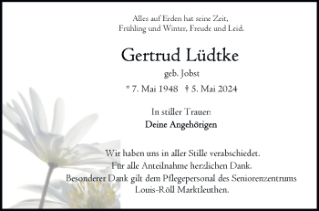 Traueranzeige von Gertrud Lüdtke von Frankenpost
