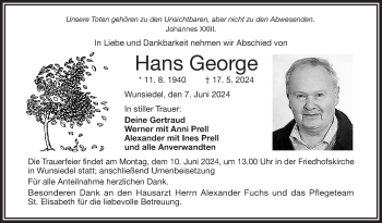 Traueranzeige von Hans George von Frankenpost
