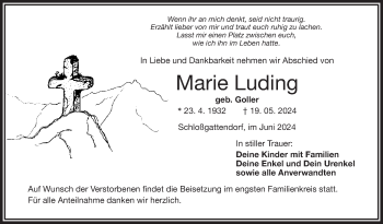 Traueranzeige von Marie Luding von Frankenpost