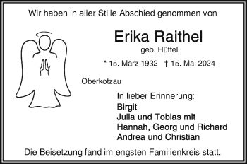 Traueranzeige von Erika Raithel von Frankenpost