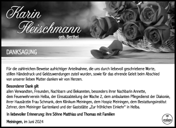 Traueranzeige von Karin Fleischmann von Südthüringer Presse