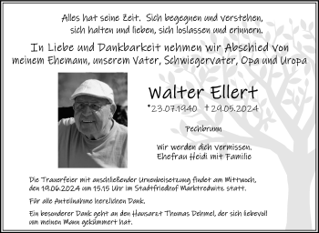 Traueranzeige von Walter Ellert von Frankenpost
