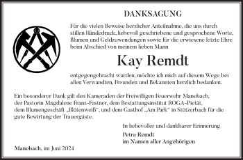 Traueranzeige von Kay Remdt von Südthüringer Presse