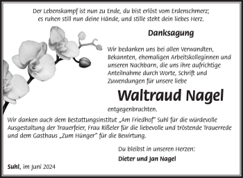Traueranzeige von Waltraud Nagel von Südthüringer Presse