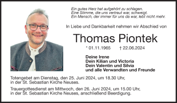 Traueranzeige von Thomas Piontek von Neue Presse Coburg