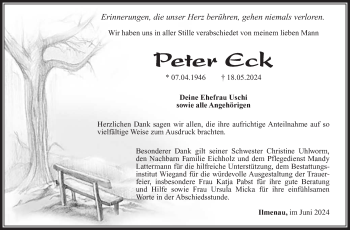 Traueranzeige von Peter Eck von Südthüringer Presse