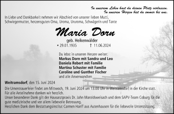 Traueranzeige von Maria Dorn von Neue Presse Coburg
