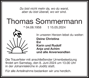 Traueranzeige von Thomas Sommermann von Frankenpost