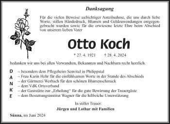 Traueranzeige von Otto Koch von Südthüringer Presse