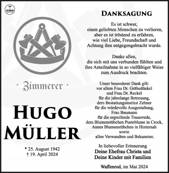 Traueranzeige von Hugo Müller von Südthüringer Presse