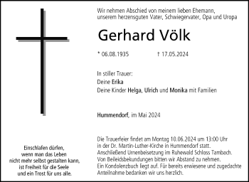 Traueranzeige von Gerhard Völk von Neue Presse Coburg