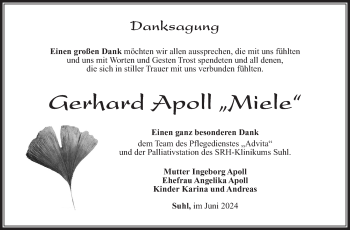 Traueranzeige von Gerhard Apoll von Südthüringer Presse