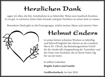 Traueranzeige von Helmut Enders von Südthüringer Presse