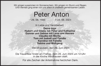 Traueranzeige von Peter Anton von Neue Presse Coburg