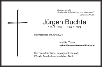 Traueranzeige von Jürgen Buchta von Frankenpost