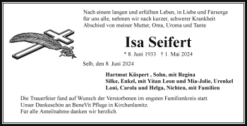 Traueranzeige von Isa Seifert von Frankenpost