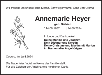 Traueranzeige von Annemarie Heyer von Neue Presse Coburg