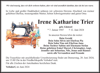 Traueranzeige von Irene Trier von Südthüringer Presse